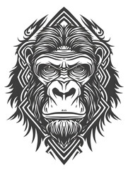 Obraz premium Gorilla head very simple traditional tattoo flash styles illustration