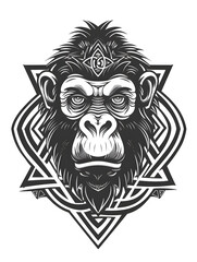 Obraz premium Gorilla head very simple traditional tattoo flash styles illustration