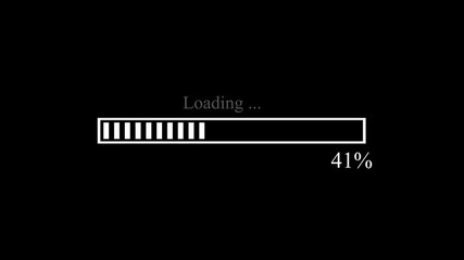progress bar from 0 to 100% animation with alpha channel, white loading bar animate on a white background.