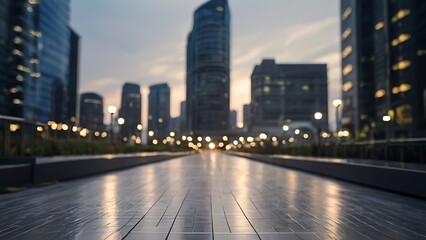 Fototapeta premium Close up clean empty road on modern office of city building buildings