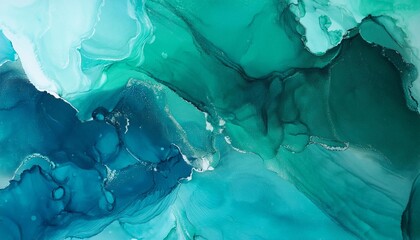 abstract watercolor paint background by teal color blue and green with liquid fluid texture for...