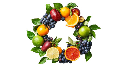 Naklejka premium Fresh Fruits and Berries Wreath 