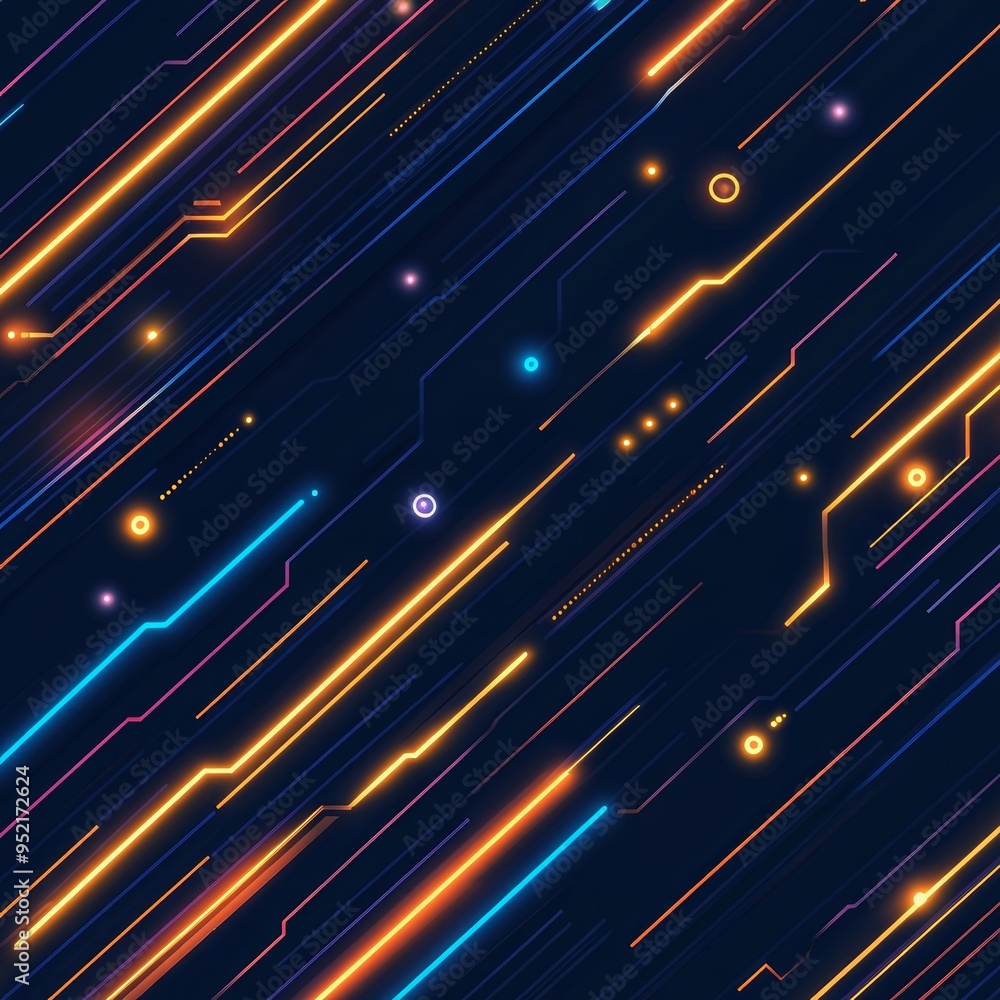 Aufkleber colorful abstract background with glowing lines and dots, creating a futuristic and dynamic design o