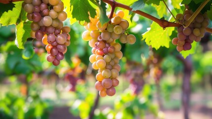 Grape fruit on vine in plantation farm land field
