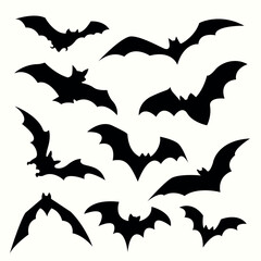 Set of bats in different projections, vector