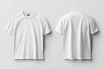 Fototapeta premium Blank White T-Shirt Mockup - Front and Back View.