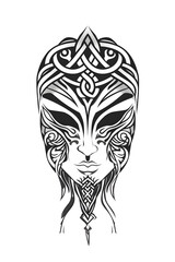 Fototapeta premium Hanya Half Mask very simple traditional tattoo flash styles illustration