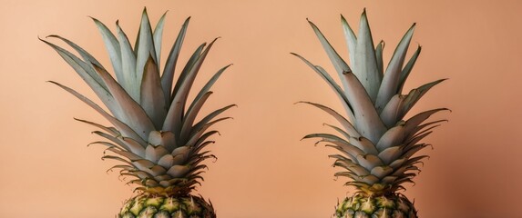 Pineapple on the pastel orange background.