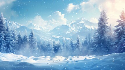 Obraz premium Beautiful winter landscape, perfect for skiing backgrounds, generative ia