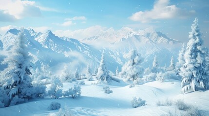 Obraz premium Beautiful winter landscape, perfect for skiing backgrounds, generative ia