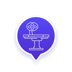 Operating room, surgical table line icon