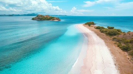 Obraz premium Image of a beach with crystal-clear waters.