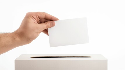 Image of a hand dropping a voting envelope ballot into a box.