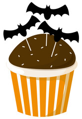 illustration of a Halloween cupcake