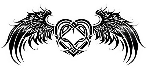 Obraz premium Heart Winged very simple traditional tattoo flash styles illustration