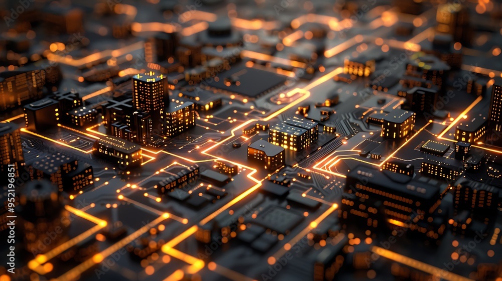 Aufkleber exploring the intricacies of a modern circuit board with glowing elements