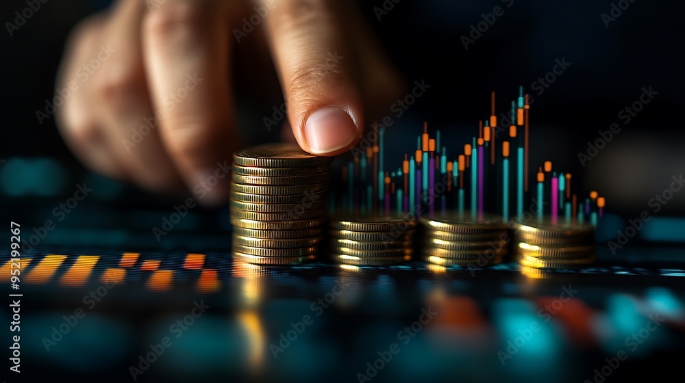 Poster building wealth through smart investments and analyzing financial data
