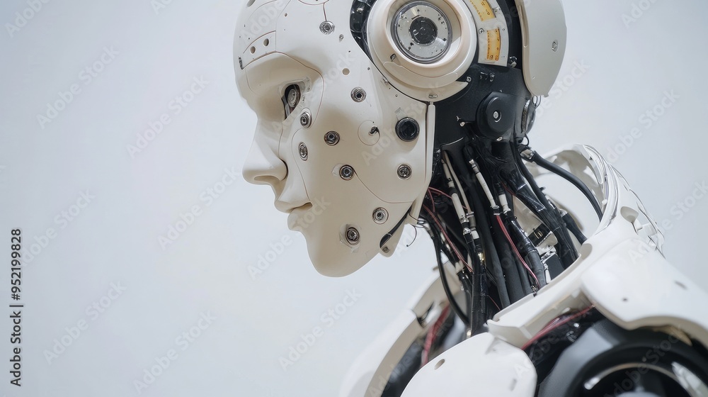 Poster a close-up of a robot's endocrine system, with focus on the hormone regulators and data feedback loo