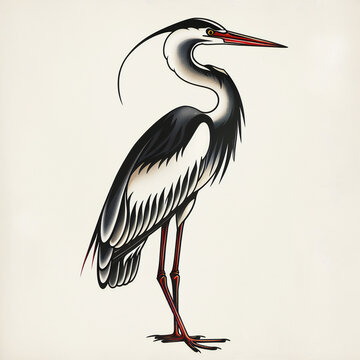 recommend clip art: Heron bird very simple traditional tattoo flash styles illustration