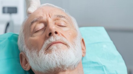 Obraz premium Elderly patient receiving shock wave therapy for chronic pain, focus on patient comfort and therapeutic setting, shock wave therapy, chronic pain management