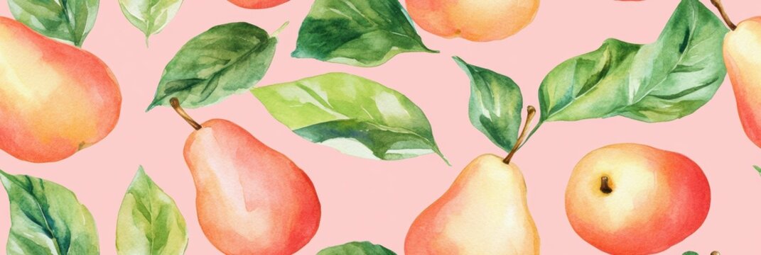 Seamless repetitive pattern background of fresh pear for fabric design