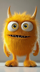 Fototapeta premium Playful 3D Yellow Monster, Cute Halloween Cartoon Scene 