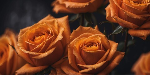 orange roses with black smoke on orange background for Halloween.