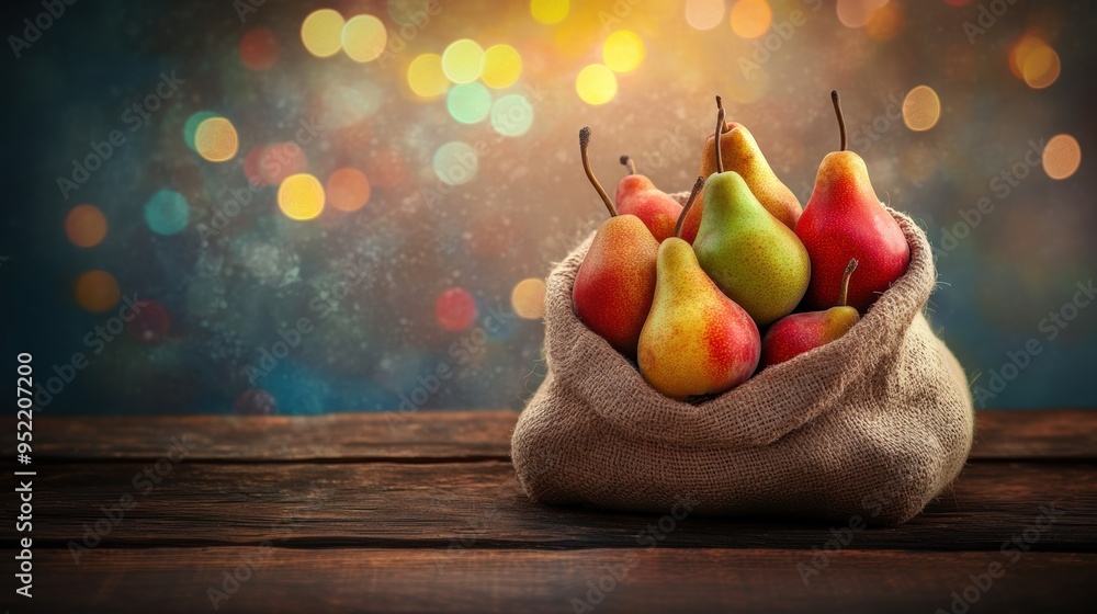 Wall mural Fresh pear fruit in sack