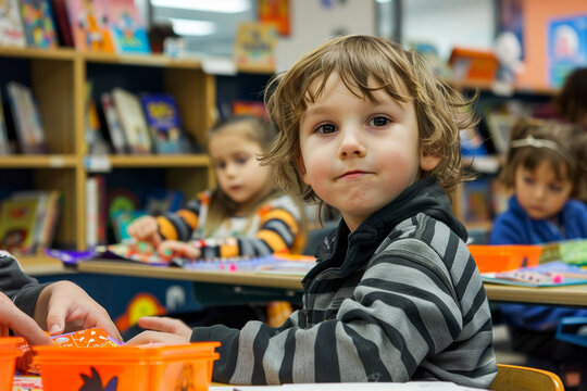 Children Engaged in Library Reading Event with Storytelling and Craft Activities for Education