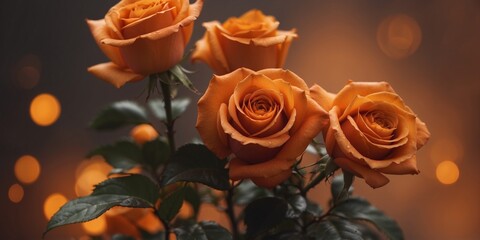 orange roses with black smoke on orange background for Halloween.