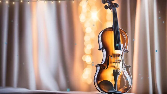 violin on stage with lights