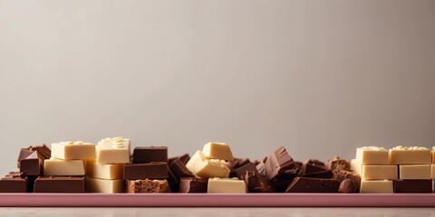 chocolate bars frame border with blank white space valentine and sweet food.