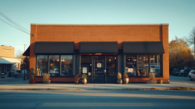 Angle view of a small business building exterior : Generative AI