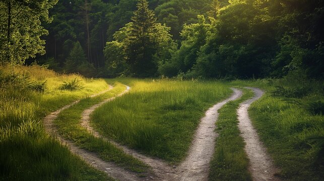 The two roads diverge in countryside. Different paths.