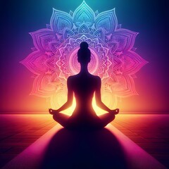 scenic view of a silhouette of a woman performing a yoga pose