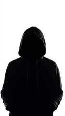 Hooded Figure Silhouette in Dark, Halloween Hacker Scene
