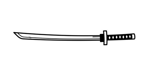 Japanese katana sword - vector illustration