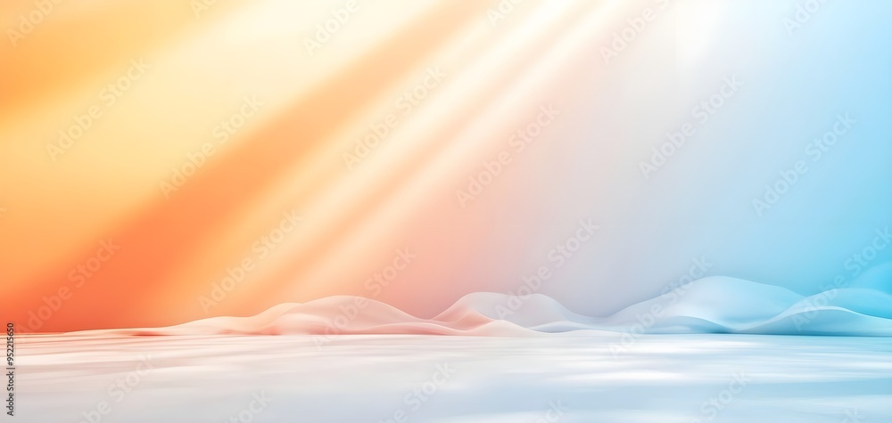 Poster a serene abstract background with soft gradients of orange and blue, creating a calm and dreamy atmo