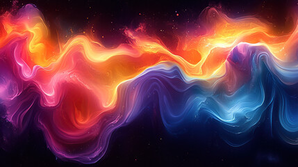 Obraz premium Abstract colorful waves with a starry backdrop.
