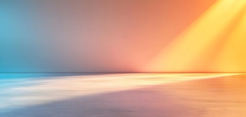 A serene gradient landscape featuring soft hues of blue, orange, and light, perfect for calming visual backgrounds.