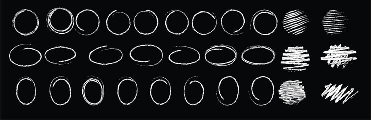 hand draw chalk marker circle frame set