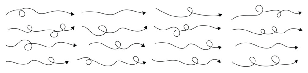 Hand drawn curved arrow shape Arrow line Arrow icon set