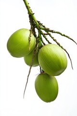 Obraz premium Fresh green coconut fruit closeup view isolated over white background