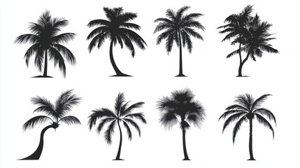 Vector illustration of coconut tree with leaf closeup view