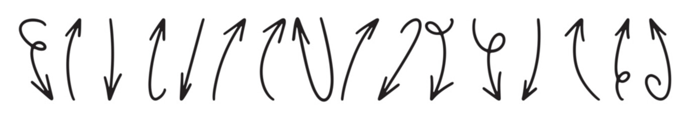 set hand drawn vector arrows doodle white background design element vector illustration