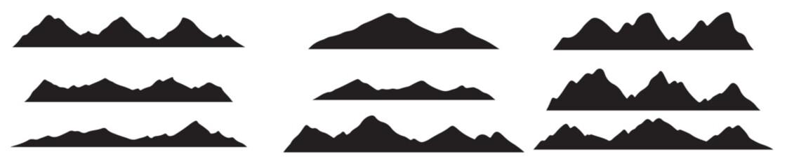 Set mountains silhouettes white background vector illustration.