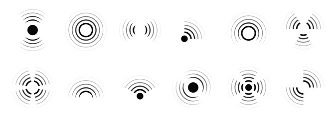  Set of signal icons Sonar or radar sound waves Radio waves Collection of different signal symbols