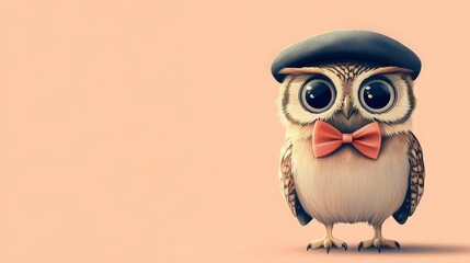 Fototapeta premium Academic Owl with Professor Cap