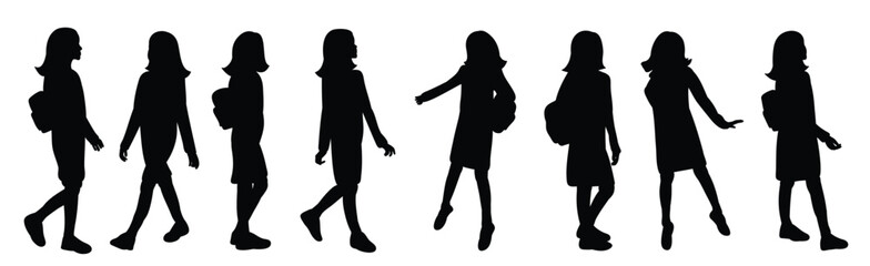 vector people isolated silhouette girl set
