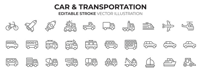 Car & Transportation Icon Set.